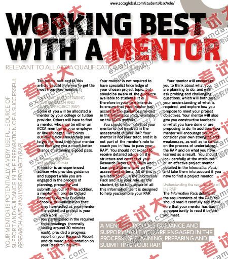 WORKING BEST WITH A MENTOR