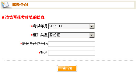 2011年11月企业人力资源管理师成绩查询入口