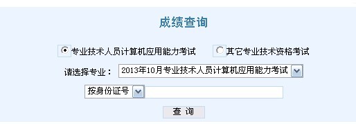天津2013年10月份专业技术人员计算机应用能力考试成绩查询入口