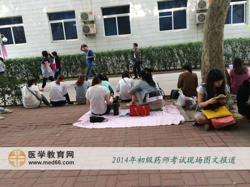 每个角落都能看到备考2014年初级药师考试的考生