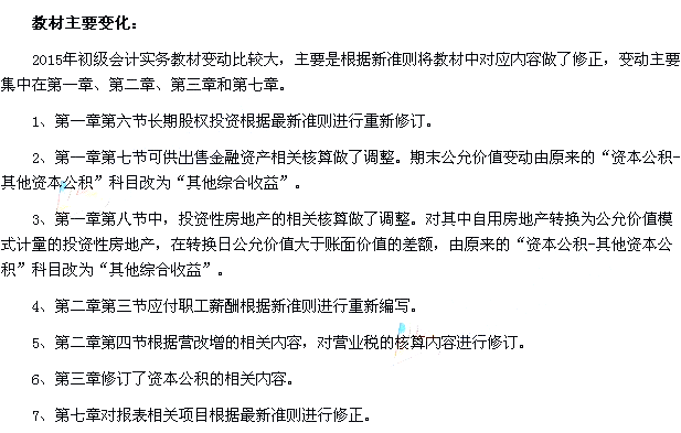 2015年《初级会计实务》新旧考试教材对比
