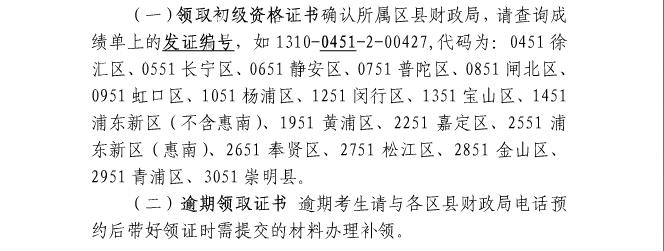上海2014年初级会计职称合格证领取