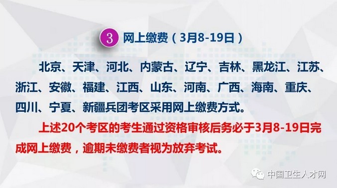 2019年卫生资格考试缴费时间