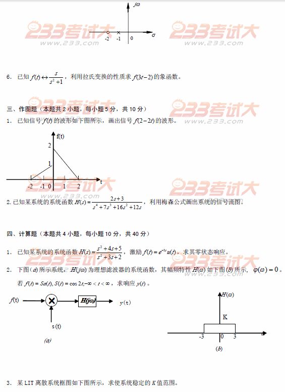 桂林电子科技大学2007年在职GCT信号与系统试题